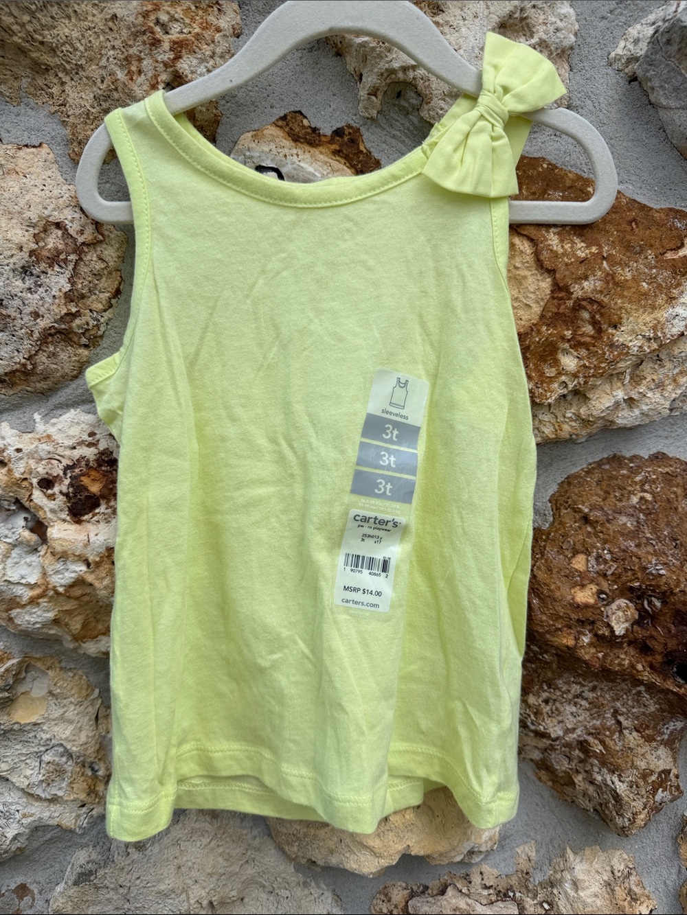 Carter's tank top neon bow accent